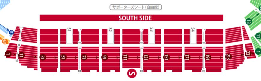 ラグビーワールドカップの神戸市御崎公園球技場（ノエビアスタジアム）の座席表・シートマップ・座席番号