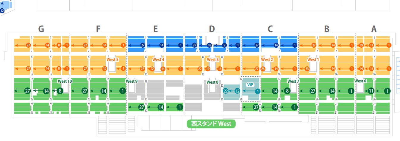 ラグビーワールドカップの東大阪市花園ラグビー場の座席表・シートマップ・座席番号