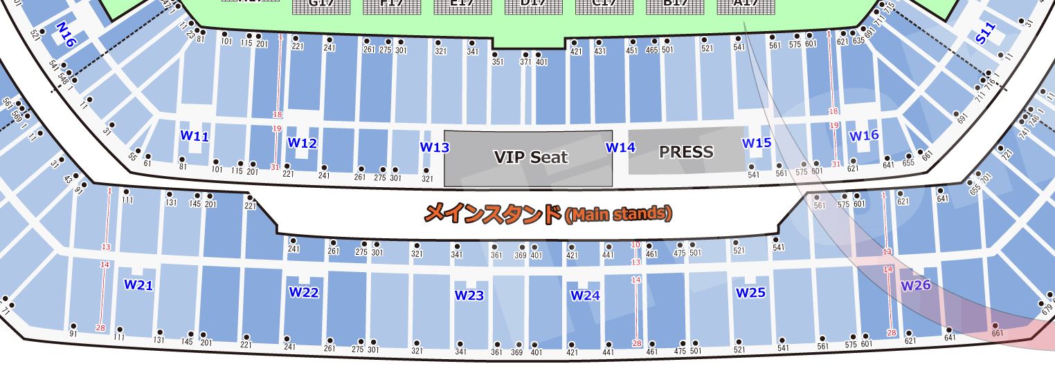 INTERNATIONAL STADIUM YOKOHAMA seat number chart rwc2019