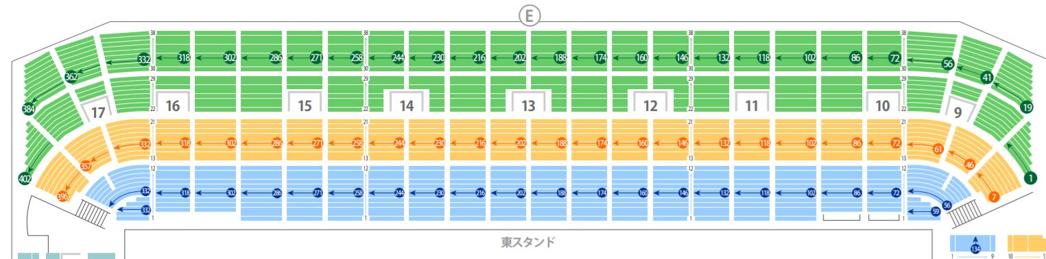 ラグビートップリーグ東京秩父宮ラグビー場の座席表シートマップ