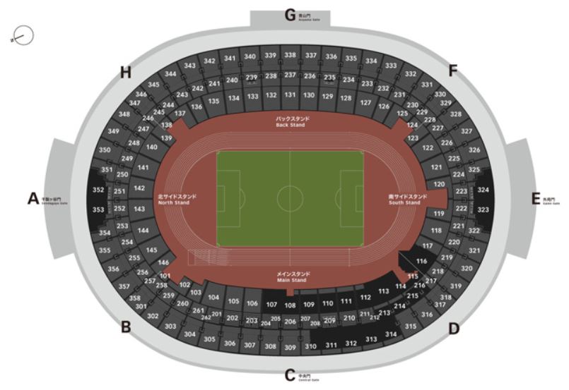 新国立競技場の全体座席表座席ブロック